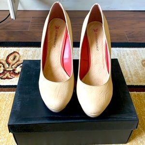 JustFab- Tan, Platform Heels